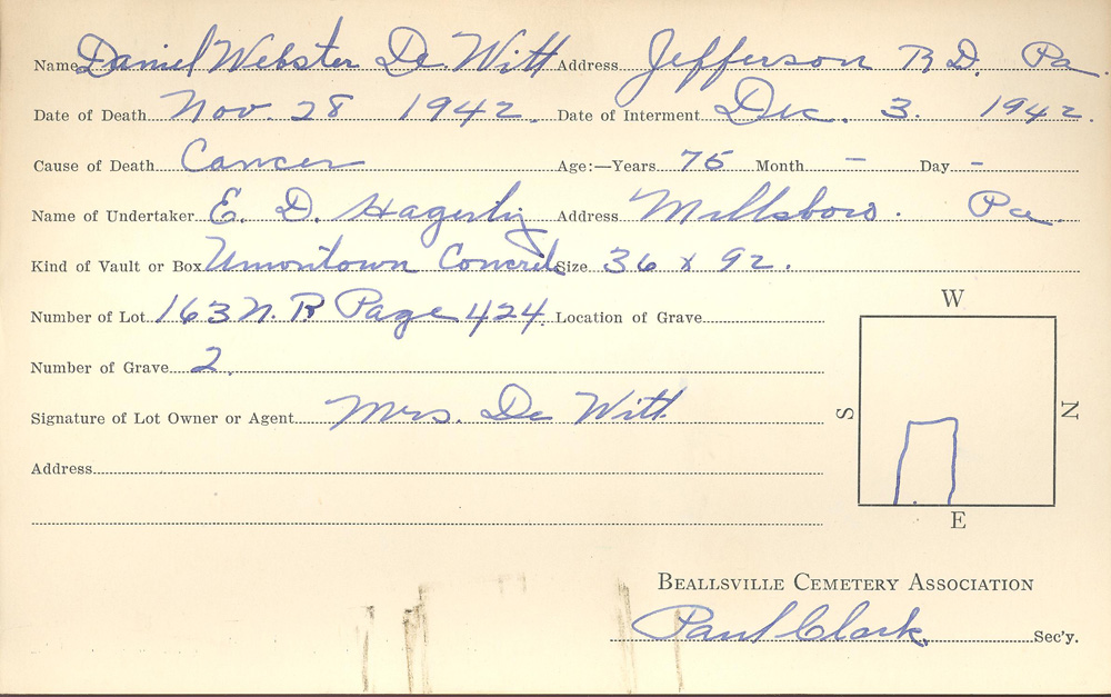 burial card